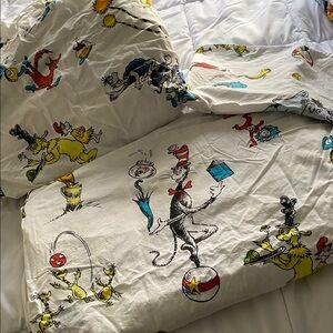 Pottery Barn Kids Full Size Dr. Seuss Cat in the Hat Sheet Set Fitted, Flat Case